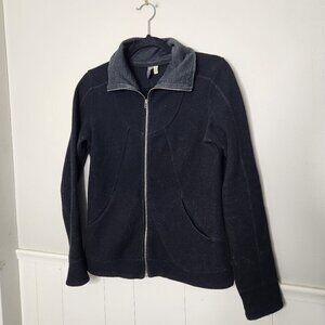 IBEX Black Wool Front Zip Jacket